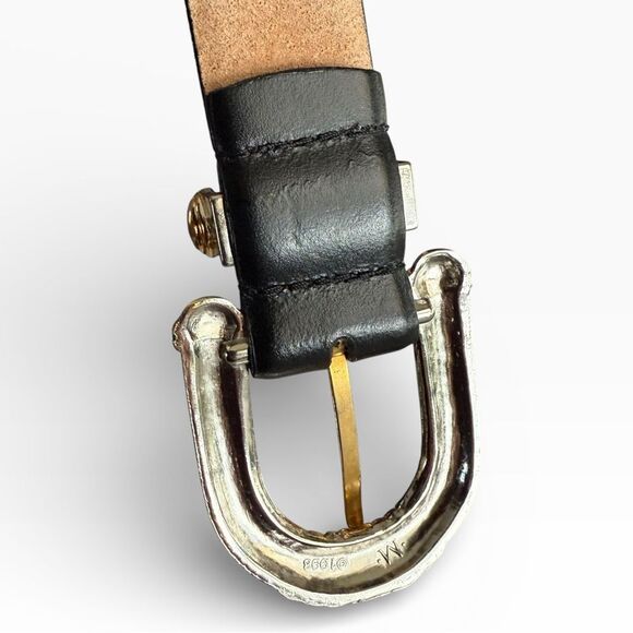 Millennium Vintage Classic Western Leather Belt Silver & Gold Tone Rope Small main image 7
